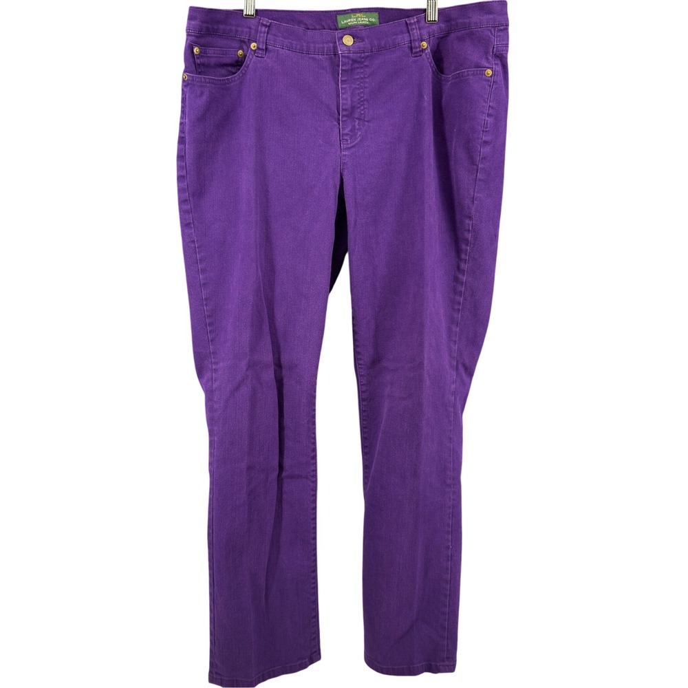 Lauren Ralph Lauren Jeans Co Pants Womens 18W Purple Cotton Stretch Straight Leg